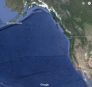 Google maps would not give me driving directions for the route from the Aleutians to San Nicolas Island