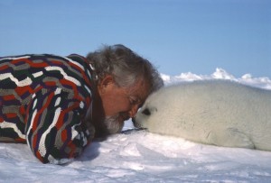 Brian Davies and seal, Network for Animals--source https://networkforanimals.org/campaigns/seal-hunt/